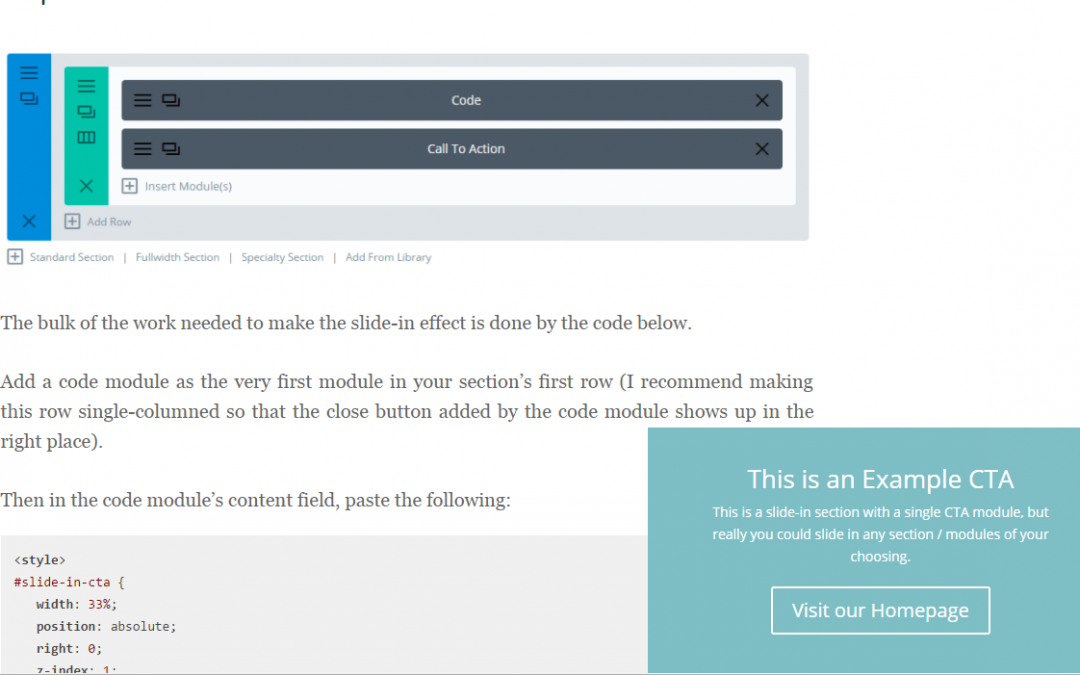 Add a Slide-in Call-to-Action to Divi