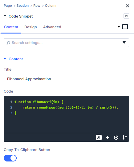Divi code snippet module