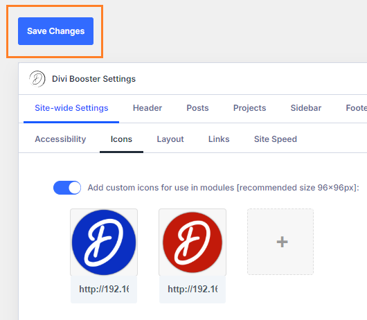 Custom Divi icons being saved in Divi Booster