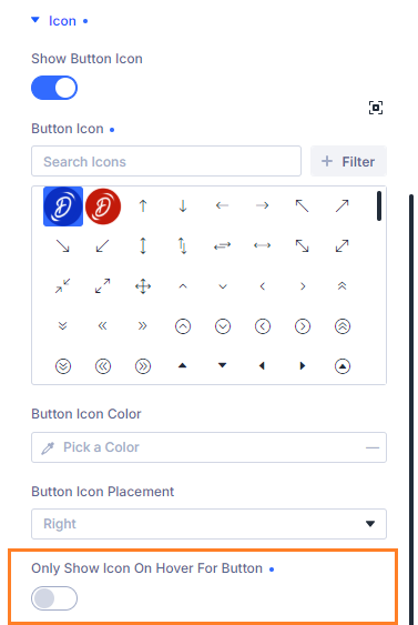 Divi Button module setting to show a custom icon all the time instead of only on hover