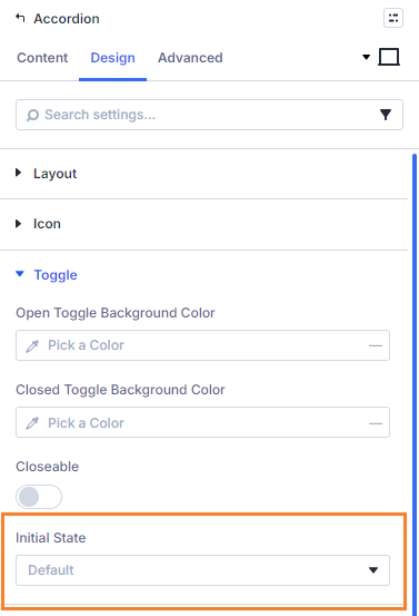 Divi Accordion All Closed Initial State setting - default value