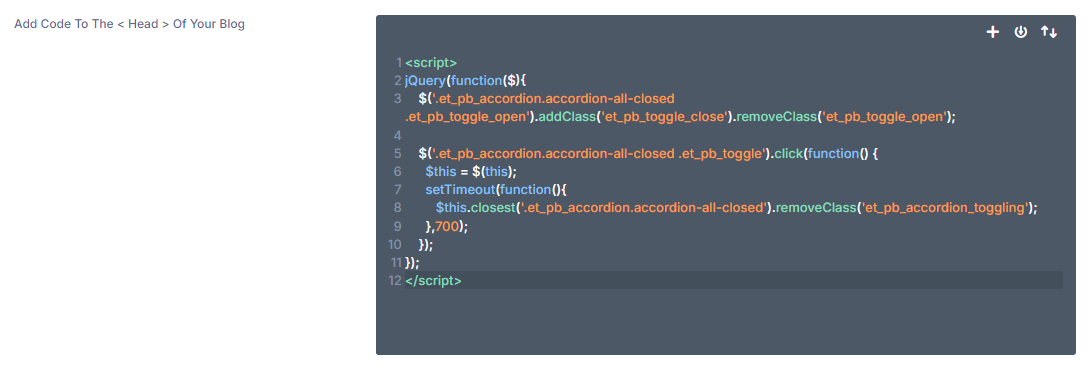 Close all Divi accordions on load code added to Divi