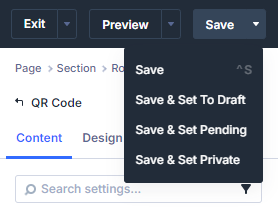 Saving a page in Divi