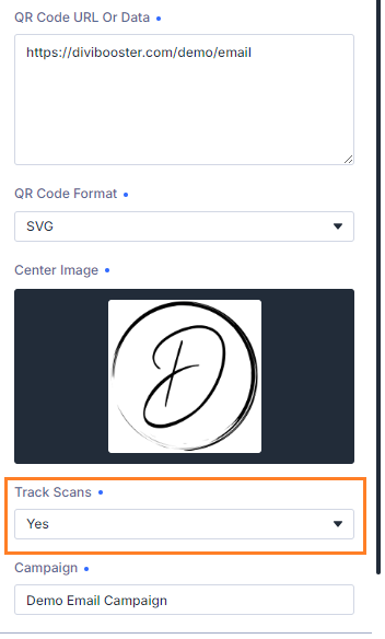 Enable scan tracking in Divi QR Code module