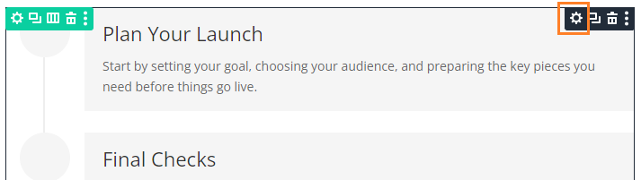 Opening the Divi Timeline module settings