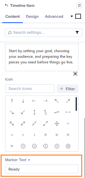Set Divi Timeline Marker text in the module settings