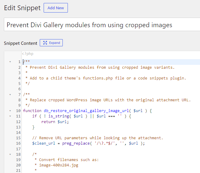 Preventing Divi Gallery module from cropping images using PHP