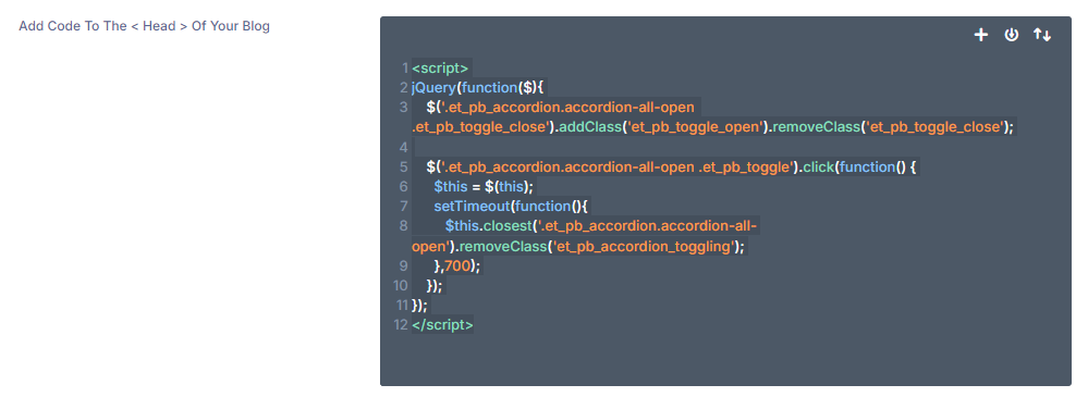 Open all Divi accordions on load code added to Divi