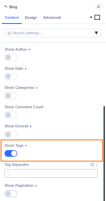 Divi Blog module - Show Tags setting - Added by Divi Booster