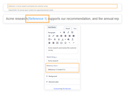 Divi Footnotes Module lets you customize reference labels with punctuation and optional automatic footnote numbers.